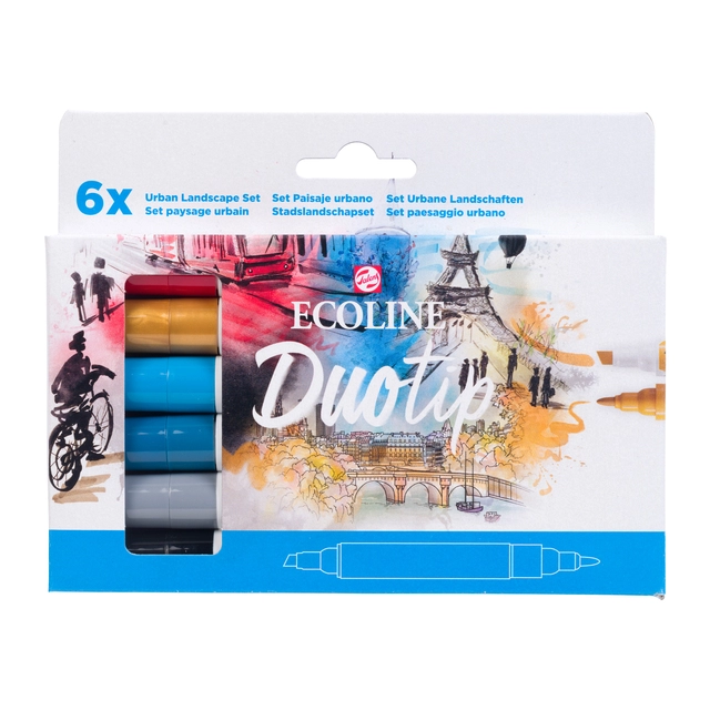 Een Duotip marker Ecoline urban landscape set 6 kleuren koop je bij VHK Kantoorartikelen