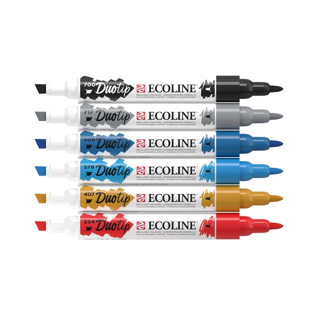 Een Duotip marker Ecoline urban landscape set 6 kleuren koop je bij VHK Kantoorartikelen