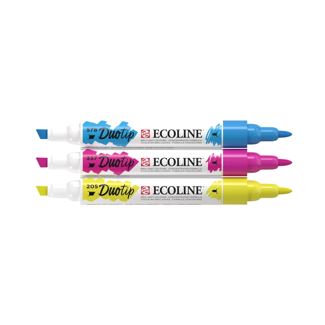 Een Duotip marker Ecoline primair set 3 kleuren koop je bij VHK Kantoorartikelen