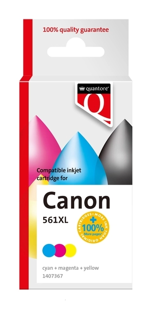 Een Inktcartridge Quantore alternatief tbv Canon CL561XL kleur koop je bij VHK Kantoorartikelen