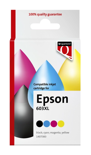 Een Inktcartridge Quantore alternatief tbv Epson 603XL zwart + 3 kleuren koop je bij Hoekmankantoorartikelen.nl