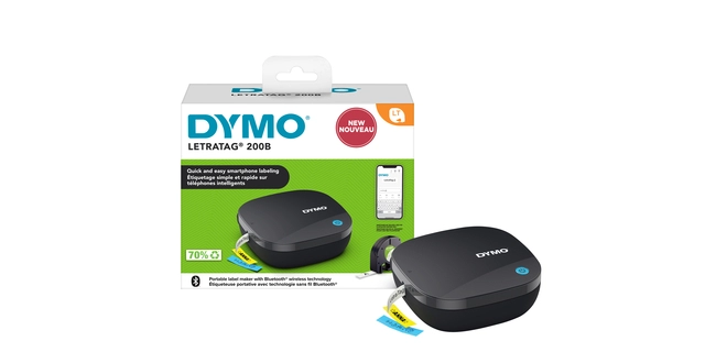 Een Labelprinter Dymo LetraTag 200B draagbaar bluetooth 12mm zwart koop je bij VHK Kantoorartikelen