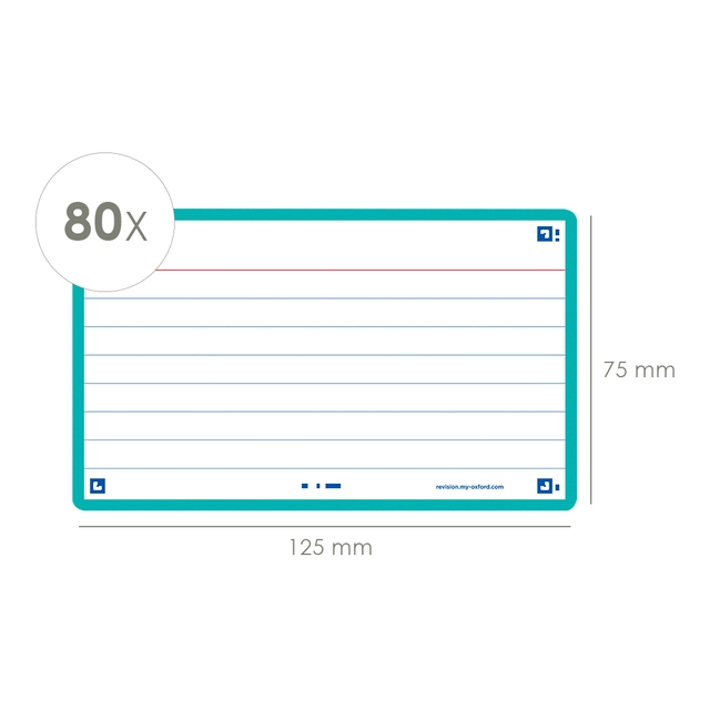 Een Flashcard Oxford 2.0 75x125mm 80 vel 250gr lijn mint koop je bij Hoekmankantoorartikelen.nl