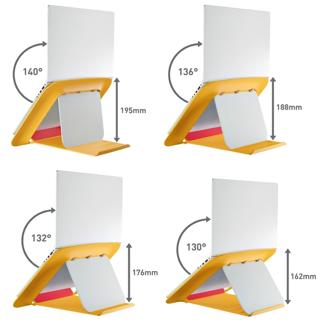 Een Laptopstandaard Leitz Ergo Cosy verstelbaar recyled geel koop je bij Hoekmankantoorartikelen.nl