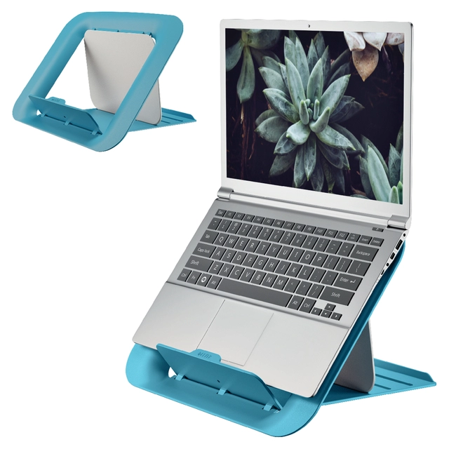 Een Laptopstandaard Leitz Ergo Cosy verstelbaar recyled blauw koop je bij Hoekmankantoorartikelen.nl