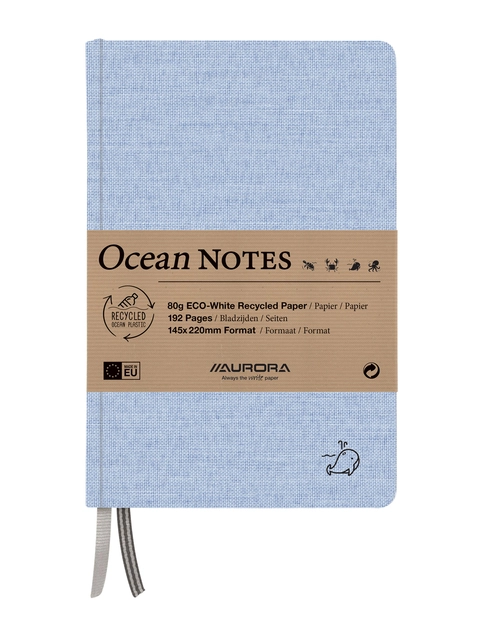 Een Notitieboek Aurora Ocean A5 192blz lijn 80gr linnenstructuur kaft blauw koop je bij VHK Kantoorartikelen