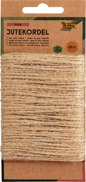 Een Touw jute Folia 20 meter naturel koop je bij VHK Kantoorartikelen