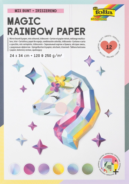 Een Regenboogpapier en karton Folia 24x34cm 120gr en 250gr 12 vel 6 tinten koop je bij VHK Kantoorartikelen