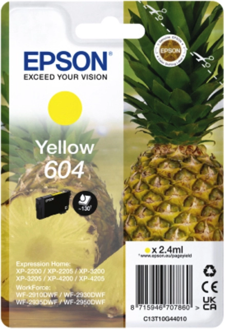 Een Inktcartridge Epson 604 T10G44 geel koop je bij VHK Kantoorartikelen