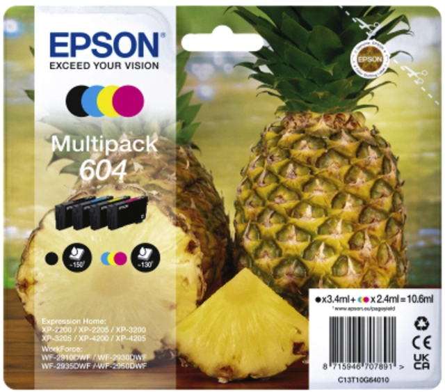 Een Inktcartridge Epson 604 T10G46 zwart + 3 kleuren koop je bij VHK Kantoorartikelen