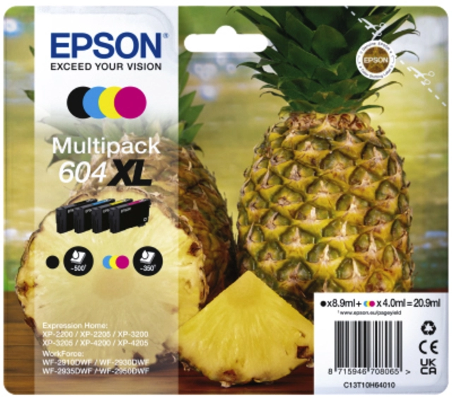 Een Inktcartridge Epson 604XL T10H64 zwart + 3 kleuren koop je bij VHK Kantoorartikelen