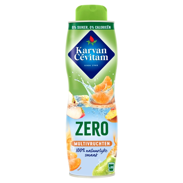 Een Siroop Karvan Cevitam multivruchten 0% suiker 600ml koop je bij VHK Kantoorartikelen