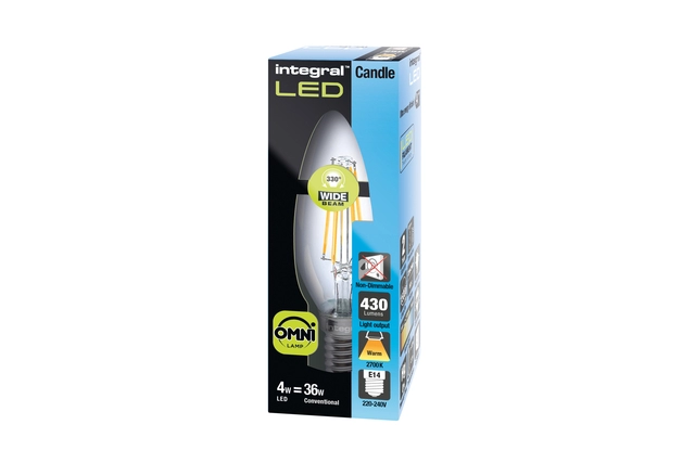 Een Ledlamp Integral E14 2700K warm wit 4W 470lumen koop je bij VHK Kantoorartikelen