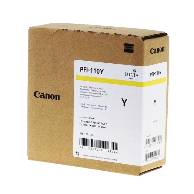 Een Inktcartridge Canon PFI-110 geel koop je bij VHK Kantoorartikelen