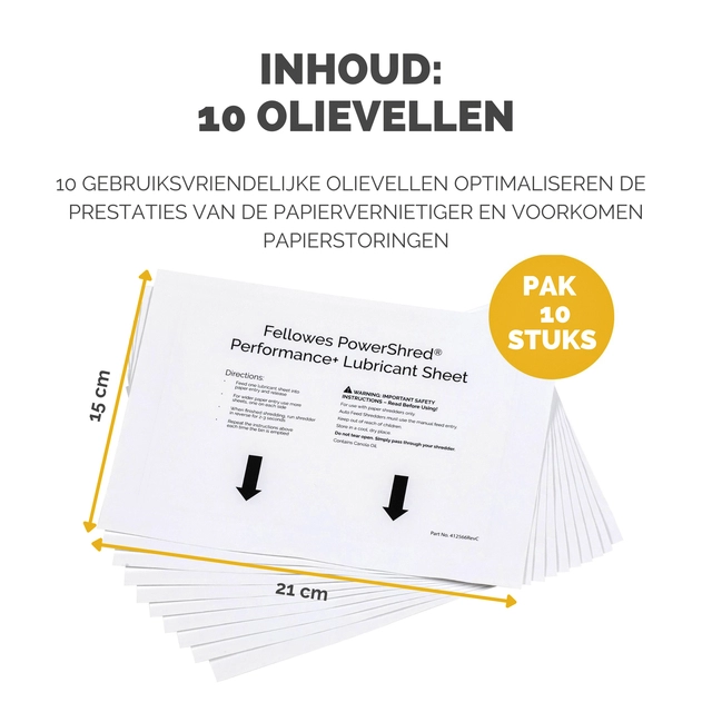 Een Olievellen voor papiervernietiger Fellowes Powershred Performance+ 10 vel koop je bij Hoekmankantoorartikelen.nl