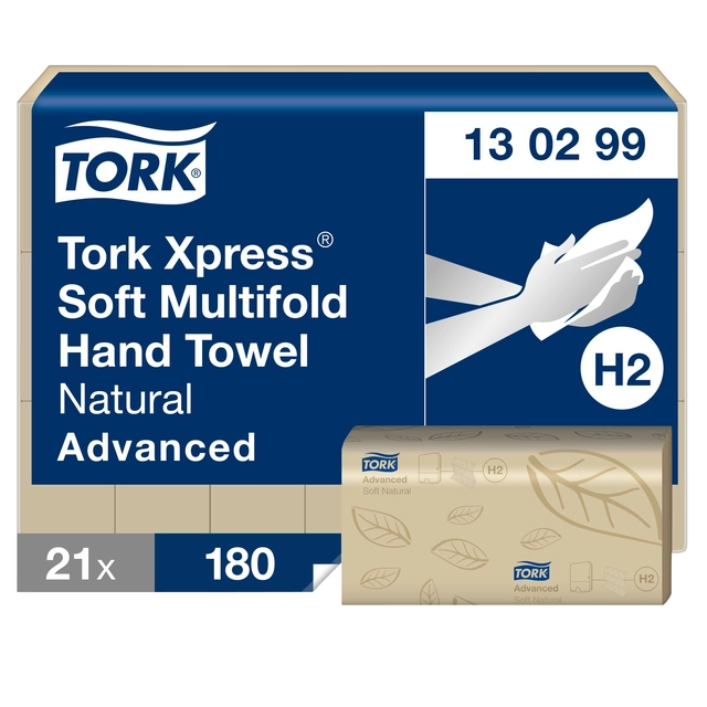 Een Handdoek Tork Xpress Soft Multifold Advanced H2 213x240mm 180 vel Natural 130299 koop je bij Hoekmankantoorartikelen.nl