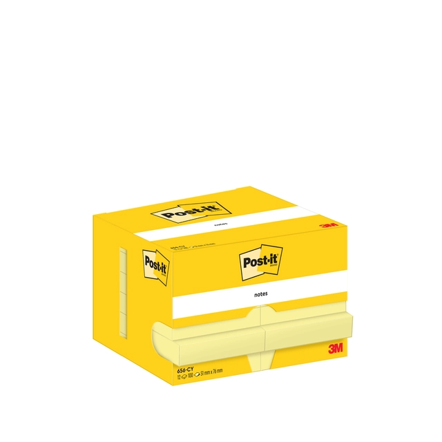 Een Memoblok Post-it 656 51x76mm canary yellow 12 stuks koop je bij Hoekmankantoorartikelen.nl