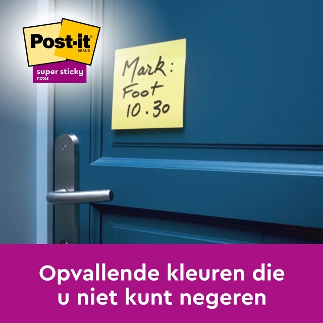 Een Memoblok Post-it 655 Super Sticky 76x127mm Canary yellow 12 stuks koop je bij Hoekmankantoorartikelen.nl