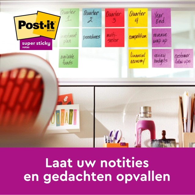 Een Memoblok Post-it 654 Super Sticky 76x76mm 90 vel rainbow 12 stuks koop je bij Hoekmankantoorartikelen.nl