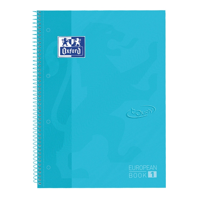 Een Notitieboek Oxford Touch Europeanbook A4+ 4-gaats lijn 80vel pastel blauw koop je bij VHK Kantoorartikelen