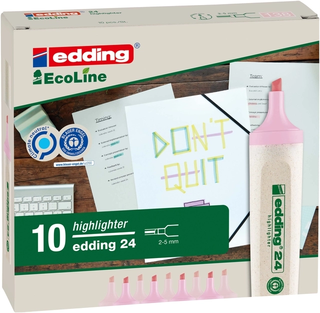 Een Markeerstift edding 24 Ecoline pastel roze koop je bij VHK Kantoorartikelen