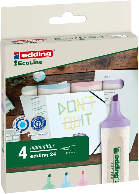 Een Markeerstift edding 24 Ecoline pastel assorti set à 4 stuks koop je bij VHK Kantoorartikelen