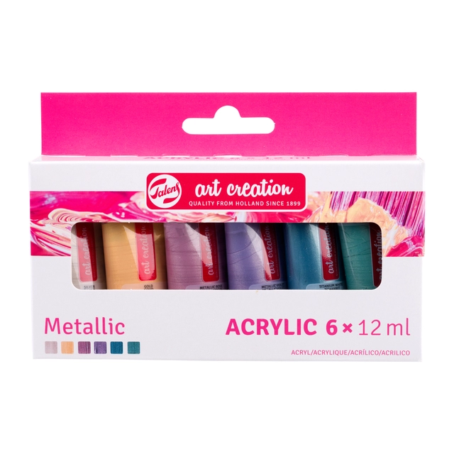 Een Acrylverf Talens Art Creation Metallic 12ml set à 6 kleuren koop je bij Hoekmankantoorartikelen.nl