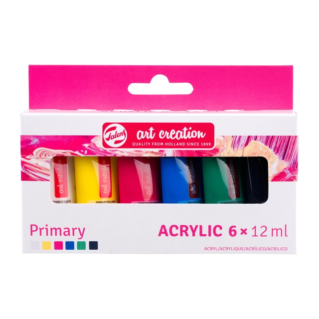 Een Acrylverf Talens Art Creation Primary 12ml set à 6 kleuren koop je bij Hoekmankantoorartikelen.nl