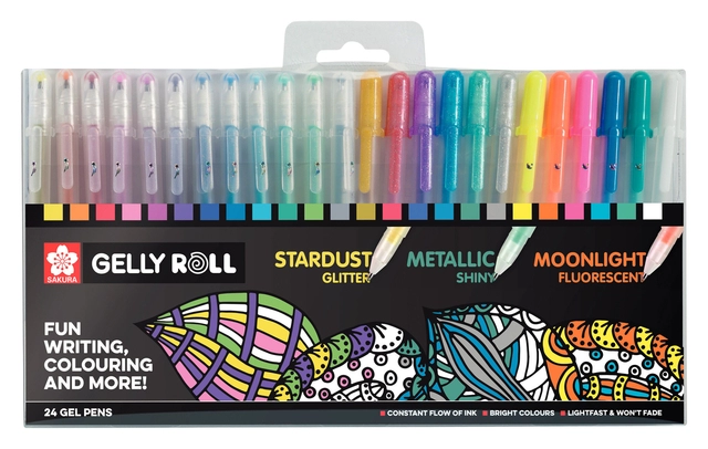 Een Gelschrijver Sakura Gelly Roll mix set à 24 kleuren koop je bij VHK Kantoorartikelen