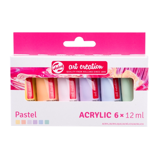 Een Acrylverf Talens Art Creation Pastel 12ml set à 6 kleuren koop je bij Hoekmankantoorartikelen.nl