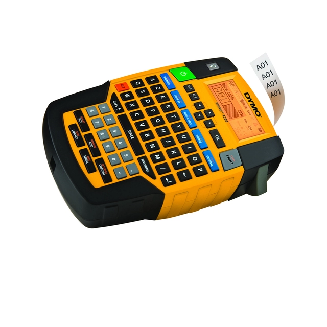 Een Labelprinter Dymo Rhino 4200 industrieel azerty 19mm geel in koffer koop je bij VHK Kantoorartikelen