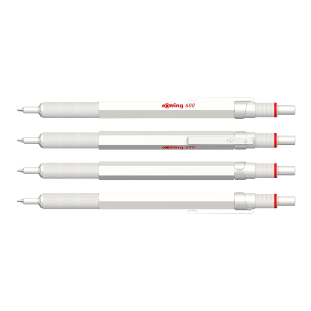 Een Balpen rOtring 600 parelmoer medium wit koop je bij VHK Kantoorartikelen