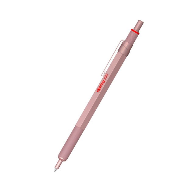 Een Balpen rOtring 600 medium rosé goud koop je bij VHK Kantoorartikelen