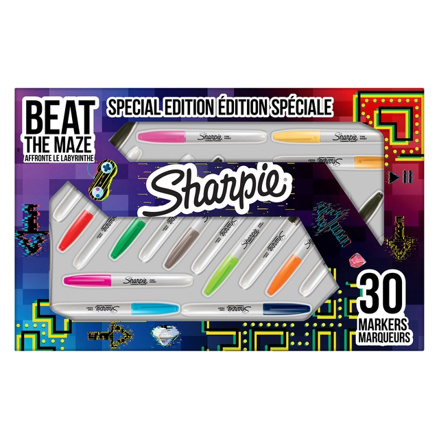 Een Viltstift Sharpie rond Beat the Maze fijn assorti pak à 30 stuks koop je bij VHK Kantoorartikelen