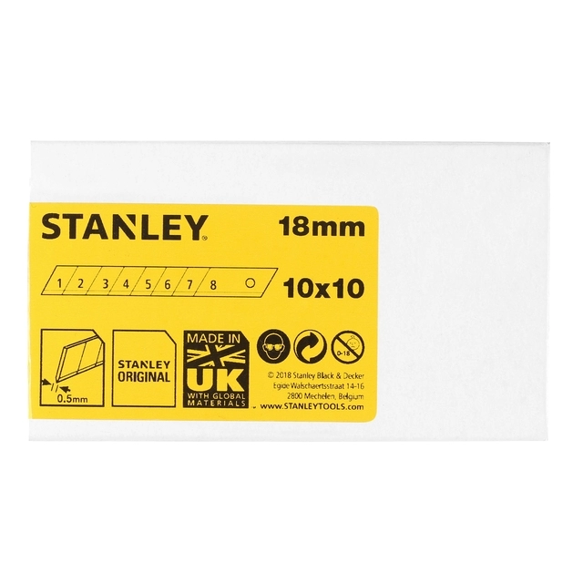 Een Afbreekmesjes Stanley 18mm 10 stuks x 10 koop je bij VHK Kantoorartikelen