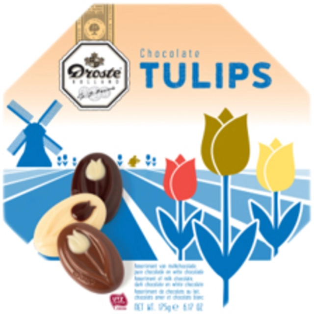 Een Chocolade Droste verwenbox Tulips 175gr koop je bij VHK Kantoorartikelen