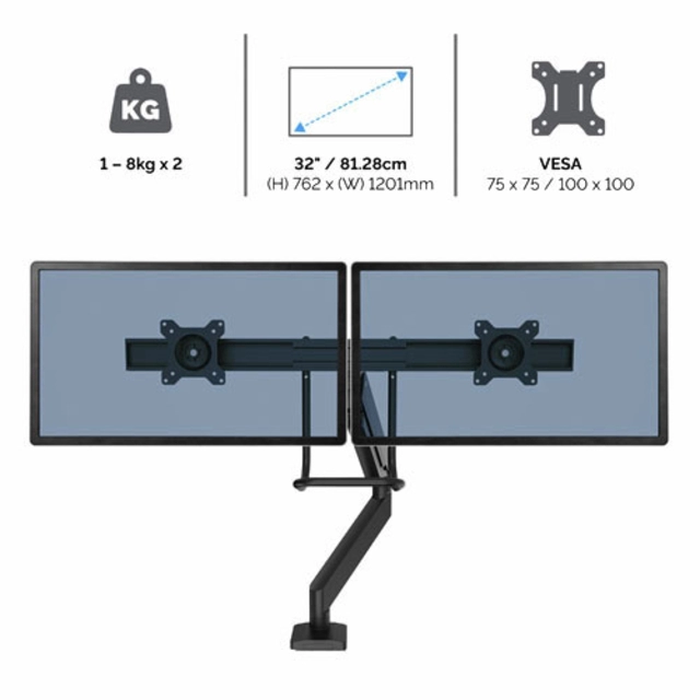 Een Monitorarm Fellowes Eppa Crossbar zilver koop je bij Hoekmankantoorartikelen.nl