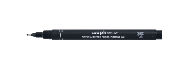 Een Fineliner Uni-ball Pin 1.2mm zwart 12 stuks koop je bij Hoekmankantoorartikelen.nl