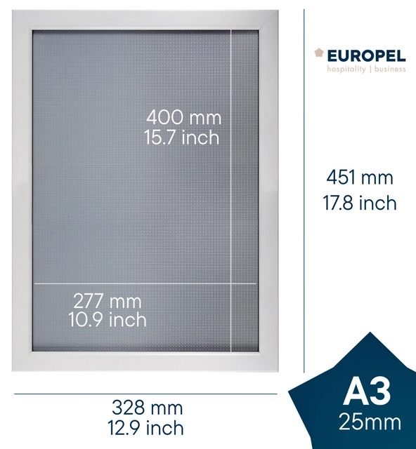 Een Kliklijst Europel A3 25mm mat wit koop je bij VHK Kantoorartikelen