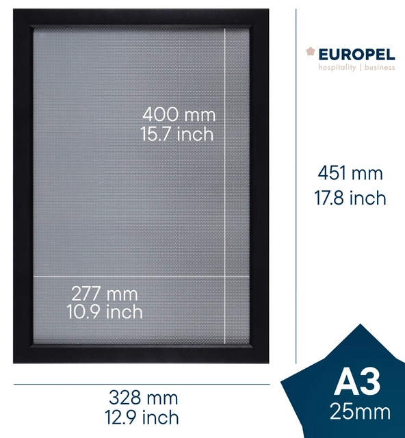 Een Kliklijst Europel A3 25mm mat zwart koop je bij VHK Kantoorartikelen