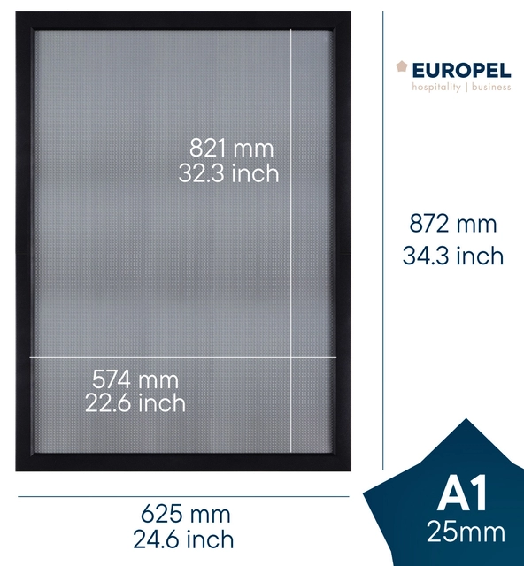 Een Kliklijst Europel A1 25mm mat zwart koop je bij VHK Kantoorartikelen