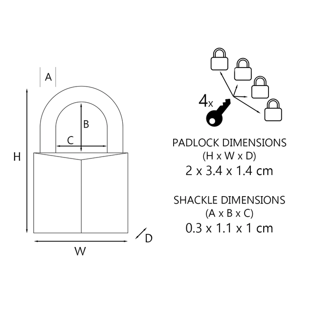 Een Hangslot MasterLock 4 assorti alu 20mm 4 stuks koop je bij Hoekmankantoorartikelen.nl