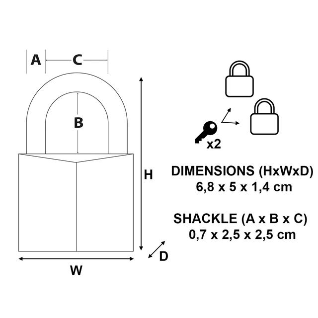 Een Hangslot MasterLock 2 gelijksluitend messing 50mm 2 stuks koop je bij Hoekmankantoorartikelen.nl