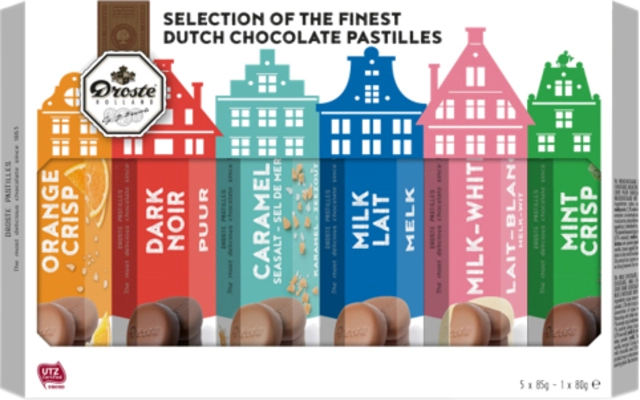 Een Chocolade Droste pastilles 6-pack kokers 510gr koop je bij VHK Kantoorartikelen