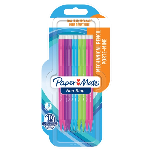 Een Vulpotlood Paper Mate non stop 0.7mm HB assorti blister à 10 stuks koop je bij VHK Kantoorartikelen