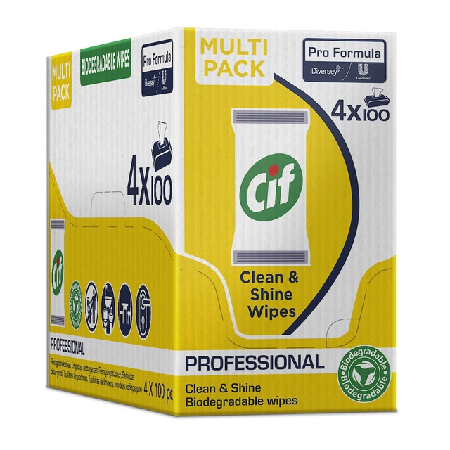 Een Reinigingsdoekjes CIF Pro formula Multi Clean&Shine 100 stuks koop je bij VHK Kantoorartikelen