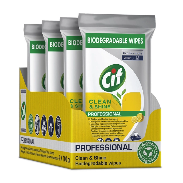 Een Reinigingsdoekjes CIF Pro formula Multi Clean&Shine 100 stuks koop je bij VHK Kantoorartikelen