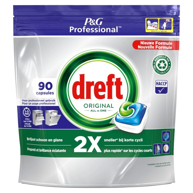 Een Vaatwastabletten Dreft All-in-1 Professional Regular 90 stuks koop je bij VHK Kantoorartikelen