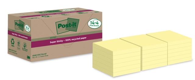 Een Memoblok Post-it 654 RSS12CY 76x76mm geel 14+4 gratis koop je bij Hoekmankantoorartikelen.nl