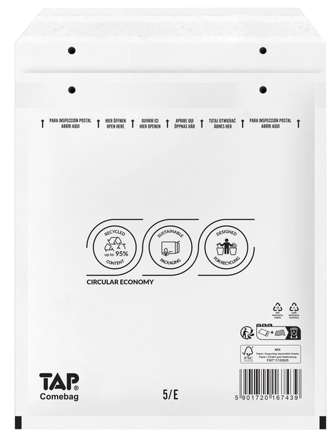 Een Envelop TAP Comebag luchtkussen nr15 240x275mm 100 stuks koop je bij VHK Kantoorartikelen